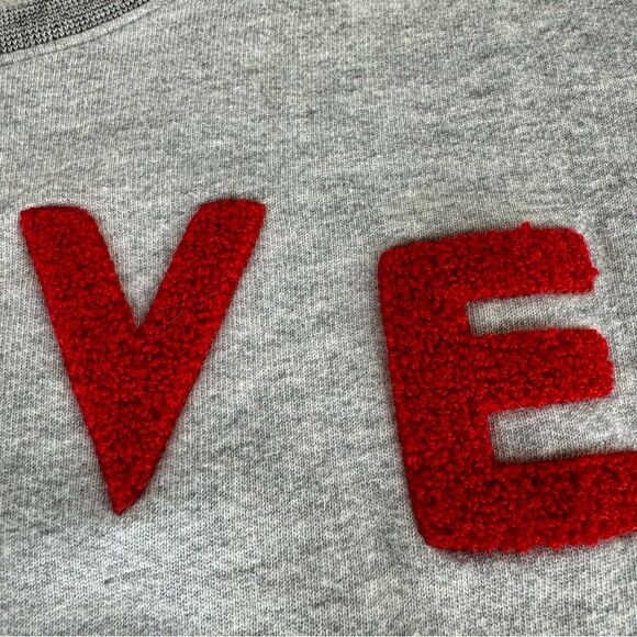 Sundry LOVE Patch Sweatshirt Gray Asymmetrical side zip small Mila Kunis - Picture 12 of 16